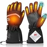 Loowoko Beheizbare Handschuhe mit akku 7.4v 3000mah × 2, 3 Heizstufen, Wasserdicht, Touchscreen, Beheizte Handschuhe USB für Arbeit im Freien, Motorrad, Fahrrad, Skifahren, Klettern,Wandern