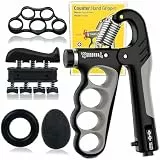 GOORFAC Handtrainer Fingertrainer,griffkraft trainer(5-teilig)，Verstellbarer Unterarmtrainer(5-100kg)，hand trainer，unterarm trainingsgerät，finger trainer，Fingertrainer Massagebällen für Handtherapie