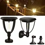 Alinana Solarlampen für Außen 2er Set, Warmweiße LED Solar Wandleuchte Aussen, IP65 Wasserdicht, 2 Modi, Perfekt für Hauswand, Veranda, Eingangstür, Garage, Garten und Wegebeleuchtung