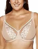 Gorteks Lingerie EGERIE-B2 weicher bestickter BH, Plus Size BH, bequemer Damen-Bügel-BH, Damenunterwäsche, transparenter BH, Hochzeits-BH, ungepolsterter BH – 80B, BEIGE