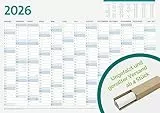 Wandkalender 2026 DIN A1 – Großer Jahreskalender mit Feiertagen, Schulferien & Monatsübersicht für Büro & Zuhause