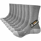 Niorasen Socken Herren, Baumwolle Herrensocken mit verstärkter Ferse und Zehe, Sportsocken mit Nahtlose Zehen, Crew Wandersocken, Arbeitssocken, Tennissocken, Laufsocken, 4 Paar, Grau, 47-50