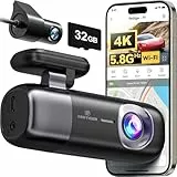 REDTIGER Dashcam Auto vorne hinten 4K/1080P, WiFi GPS Autokamera mit kostenloser 32GB Karte, Schleifenaufzeichnung, Nachtsicht, Parkmodus, intelligente App-Steuerung, Unterstützung bis zu 256GB(F9)