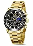 HANPOSH Herren Uhr Chronograph Uhren Herren Chronograph Edelstahl Wasserdicht Analog Quarz Armbanduhr mit Datum Leuchtende Business Casual Uhren fur Männer
