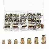 SUNYOK 100Pcs Einschraubmuttern M4 M5 M6 M8 M10 Hex Antriebsmutter Gewindeeinsatz Muttern Gewindebuchse Holz Zink Legierung Rampamuffe Innensechskant Mutter für Holzmöbel,Hobelbank