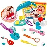 VBACALA Knete Zubehör Zahnarzt Spielzeug, Knetwerkzeug Knete Set Dentist Rollenspiel Knete ab 3 Jahre, Knete Knetmasse Kinderknete Knetspielzeug,Geschenke für Kinder Jungen Mädchen