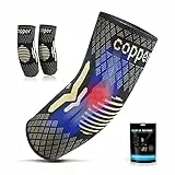 2 Stücke Kupfer Ellenbogenbandage - Kompression Ellenbogen Bandage Herren & Damen - Tennisarm Bandage Ellenbogen für Golferarm, Sehnenentzündung, Sport, Arthritis, Ellbogen Bandage Elbow Support
