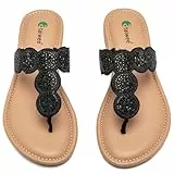 Ataiwee Damen Slide Sandalen - Elegant Flip Flops Sandalen,Glitzer boho Bequeme Sommer Zehentrenner, (2207007,schwarz,44 EU)