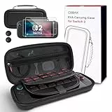 CoBak Tragetasche mit großem Fassungsvermögen für Nintendo Switch 2 (2025) – 3-in-1 Zubehörset mit 2 schutzglas, 2 Daumengriff, und 1 tragbaren Hartschalen-Reiseetui Aufbewahrung, Schwarz