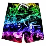 Belovecol Jungen Badehose 3D Bunt Grafik Badehose Sport Lauf Badeanzug Board Shorts für Strand 5-6 Jahre