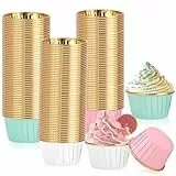 Cupcake Förmchen, 150 Stück Muffinförmchen, 44×35mm Cupcake Wrapper, Papier Backförmchen für Weihnachten, Hochzeit, Geburtstag, Party (Rosa, Weiß, Blau)