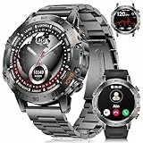 LIGE Smartwatch Herren,1.45″ AMOLED Smartwatch mit Telefonfunktion,IP68 Wasserdicht Fitnessuhr mit 24/7 Herzfrequenz,Schlafmonitor,Schrittzähler,100+ Sportmodi Sportuhr für iOS Android