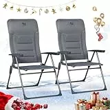 TIMBER RIDGE 2er Campingstuhl Faltbar mit Hoher Lehne Klappstuhl Luxus Gepolsterter Balkonstuhl mit 7 Positionen, Verstellbarer Gartenstuhl für Camp, Garten, Balkon Belastbar 150 KG Grau