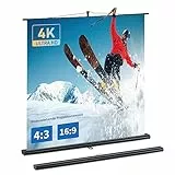 Hochziehbare Beamer Leinwand mit Ständer, Tragbar Projektion Leinwand, Projektor Leinwände 60 Zoll 16:9, Ultrakurzdistanz-Projektion möglich, Kompaktes Design, Ideal für Heimkino, Innen-/Außenfilme.
