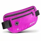 praxxim Die Bauchtasche zum Reisen - DIEBSTAHLSICHER mit RFID Schutz - Extra Flache Bauchtasche unter Kleidung tragbar - Hüfttasche - Reisebauchtasche - Geldgürtel für Damen und Herren - pink