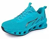 Teechodina Sportschuhe Herren Flammenmuster Laufschuhe Sneaker Turnschuhe Walkingschuhe Freizeitschuhe, Blau, 43