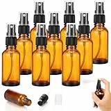 Mkitnvy Braunglas Sprühflasche, 10 Stück 30ml Sprühflasche Glas, Tragbares Zerstäuber Sprayflasche, Klein Leer Sprühflaschen zum Befüllen für Ätherisches Öle, Parfüm, Apotheker, Reise