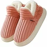 Misolin Hausschuhe Damen Winter Wärme Pantoffeln Herren With Memory Foam Kordsamt Voll Plüsch Weiche Geschlossen Baumwolleschuhe Antirutsch Bequeme Outdoor/Indoor,Rosa 270(EU38-39)