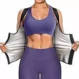 Bingrong Damen Sauna Effekt Anzug Sauna Weste Unterbrust Korsett Bauchweg Sauna Thermo Tank Top Fitness Shirt Saunaanzüge Schwitzanzug Body Shaper (M, Schwarz)