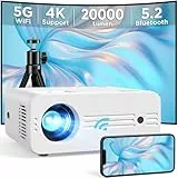 AKIYO Mini Beamer 4K Unterstützung, Native 1080P Full HD 20000 Lumen WiFi6 Bluetooth5.2 Projector, 300' Display Outdoor Beamer für Handy, Projektor Kompatibel mit iOS/Android/TV Stick/PC/PS5/HDMI