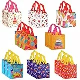 BOENFU Geschenktüten Kindergeburtstag, 20 Stück Klein Geburtstagstüten Kinder mit Henkel, Wiederverwendbar Mitgebsel Tüten Partytüten, Bunt Non-Woven Geschenktaschen Gift Bag für Geburtstag Party