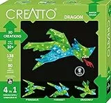 KOSMOS 3584 CREATTO Drache 3D-Leuchtfiguren entwerfen, 3D-Puzzle-Set für Drache, Flugsaurier, Sittich, Libelle, 138 Steckteile, 80-tlg LED-Lichterkette, Sky/Pale Blue