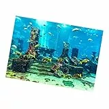 Tbest Hintergründe, Korallen-Aquarium-Hintergrund, Unterwasser-Poster, Aquarium-Wanddekoration, Aufkleber, 61 X 41 cm (61 * 30CM)