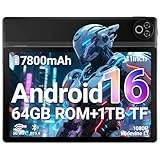 Laptok Tablet 11 Zoll, Android 16 Tablet mit 20GB RAM 64GB ROM/1TB TF, 7800mAh Akku, 5G WiFi, Widevine L1, Bluetooth 5.4, 1080P Display, 5MP+8MP Kamera, OTG, Schwarz