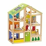 Hape Puppenhaus, alle Jahreszeiten, möbliert – für Kinder ab 2 Jahren – ideal für Rollenspiele, Kommunikation und Austausch – lustiges & lustiges Spiel – Robustes Holz mit lösungsmittelfreier Farbe