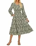 GRACE KARIN Abendkleider Elegant für Hochzeit Casual Langarm Loose Fit Freizeitkleid in Übergröße Gelbe Blumen L