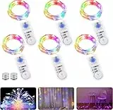 LED Lichterkette Batterie mit Timer, 6 Stk 2M 20LED Micro Batterie-betrieben Kupfer Drahtlichterkette Weihnachtsbeleuchtung für Zimmer, Innen, Weihnachten, Außen, Party, Hochzeit, DIY