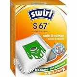 Swirl S 67 EcoPor Staubsaugerbeutel (4 Beutel), reißfeste Staubbeutel für einige Siemens & Bosch Staubsauger, 99,9 % Filterung von Hausstaub & allergenem Feinstaub, Orange, Weiß