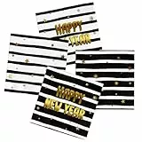 Folat 63756 Servietten - BlackGold HNY - 33 x 33 cm - 20 Stück - Silvester Deko, Neujahrs Party, Neujahr Silvesterdeko, Frohes Neues Jahr, Happy New Year
