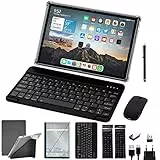 ZONKO Tablet 10 Zoll Android Tablett PC, 2 in 1 Telefon Tablet Okta Kern Prozessor, 1080P FHD 4GB+64GB Speicher 512GB TF 13MP Kamera 6000mAh mit hülle Tastatur Maus, Typ-c WiFi GPS (Schwarz)