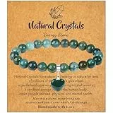 XIANNVXI Herz Armband Damen Aquatic Agate Stein Armband Heilsteine Armband 8mm Perlen Edelstein Armbänder Glücksarmband Schmuck Mama Geburtstagsgeschenk für Frauen