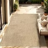 Paco Home Outdoor Teppich Flachgewebe Sisaloptik Modern Einfarbig meliert wetterfest & pflegeleicht Küchenteppich Ideal für Terrasse Balkon Garten, Grösse:200x280 cm, Farbe:Natur