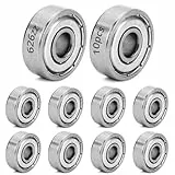 QWORK® 10 Stück 626ZZ Kugellager, Metall Double Shielded Miniatur Rillenkugellager, 6x19x6mm, Kohlenstoffstahl