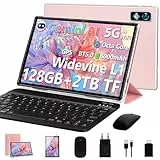 2026 Neueste Tablet 10 Zoll Android Tablet,22GB RAM+128GB ROM/1TB TF, Octa-Core, 2.0GHz,5G+2.4G WiFi, BT 5.0, 8000mAh, Widevine L1,8+5MP, AGPS, 2 in 1 Tablet PC Mit Tastatur und Maus-Roségold