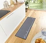 Hanse Home Cook & Clean Läufer – rutschfest Teppichläufer Flachgewebe Kurzflor Teppich Küchenteppich Waschbar Küchenläufer Kitchen für Flur, Küche, Wohnzimmer – Grau, 50x150cm
