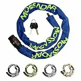 MOSSNDAR Fahrradschloss Hohe Sicherheit, 8mm 1170g 99cm, Fahrradschloss mit Schlüssel, Kettenschloss mit 100% Strickmuster Abdeckung,360° Drehbarer Bike Lock Kopf mit Wasserdichter Deckel-Blau