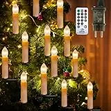 A.bigwhale 50er LED Weihnachtsbaum Lichterketten Innen, Kerzen Lichterkette Weihnachtsbaumkerzen mit Kabel, 8 Modi Christbaumkerzen Elektrisch Weihnachtsbaumbeleuchtung mit Timer, Weihnachtsdeko