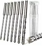 KSP-TEC® | SDS Plus Bohrer Set | 7tlg. 5-12mm | Hammerbohrer für Beton mit 4 Schneiden | in den Größen 5,6,6,8,8,10,12 | Betonbohrer | (SDS Plus Bohrer Set 7tlg.)