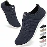 Wizshoe Barfuss Schuhe Damen Barfußschuhe Herren Fitnessschuhe Frauen Turnschuhe Laufschuhe Slip On Sneakers Hausschuhe Bequeme Sommerschuhe Straßenlaufschuhe Leicht Gymnastikschuhe Dunkelblau 41EU