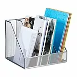 Relaxdays Stehsammler, A4, 4 Fächer, Mesh-Design, HBT: 26 x 31 x 26 cm, Büro & Home-Office, Stehordner, Metall, Silber