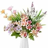 Joyblossom 7 Stück Künstliche Blumen wie Echt, Kunstblumenstrauß wie Echt, Künstliche Blumen, Kunstblumen Frühling, Blumenstrauß künstlich für Hochzeit Zuhause Tischdeko Wohnzimmer Deko, Rosa