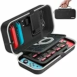 OIVO Switch Tasche für Nintendo Switch/OLED-Modell, große Tragetasche für Joycon und EU Netzteil, Harte Hülle mit Aufbewahrung für 20 Spiele & Zubehör, Weiß