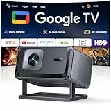 [Google TV & Offizielle Apps] Beamer 4K Unterstützt, Smart Beamer Heimkino 1080P FHD, Autofokus & Trapezkorrektur, WiFi Bluetooth Tragbarer Projektor mit Drehständer für Outdoor/Handy