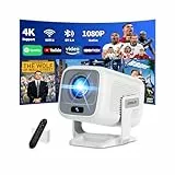 [ Autofokus & 2026 Upgraded ] Beamer 4K Projektor Native 1080P Mini Beamer Mit 5G WiFi 6 und BT 5.4 Tragbarer Projector mit Automatische Trapezialkorrektur 180 ° Drehung Tv Stick/USB/Laptop/PC,Weiß