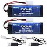 Tosiicop RC NiMH Akku 7.2V 5000mAh - 7.2 Volt RC Auto Akkus kompatibel mit Tamiya Stecker Ferngesteuertes Auto Akku für Remote Control Car LKW Monster Trucks Boot Buggy Aeroplane 2 Stück