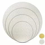 BACKHERZ Premium Tortenunterlage rund I 4 er Set - Ø 15 + 20 + 25 + 30 cm I Cakeboard rund Tortenpappe Tortenplatte I 3 mm Dick I Lebensmittelecht I Für Transport und Deko, Silber